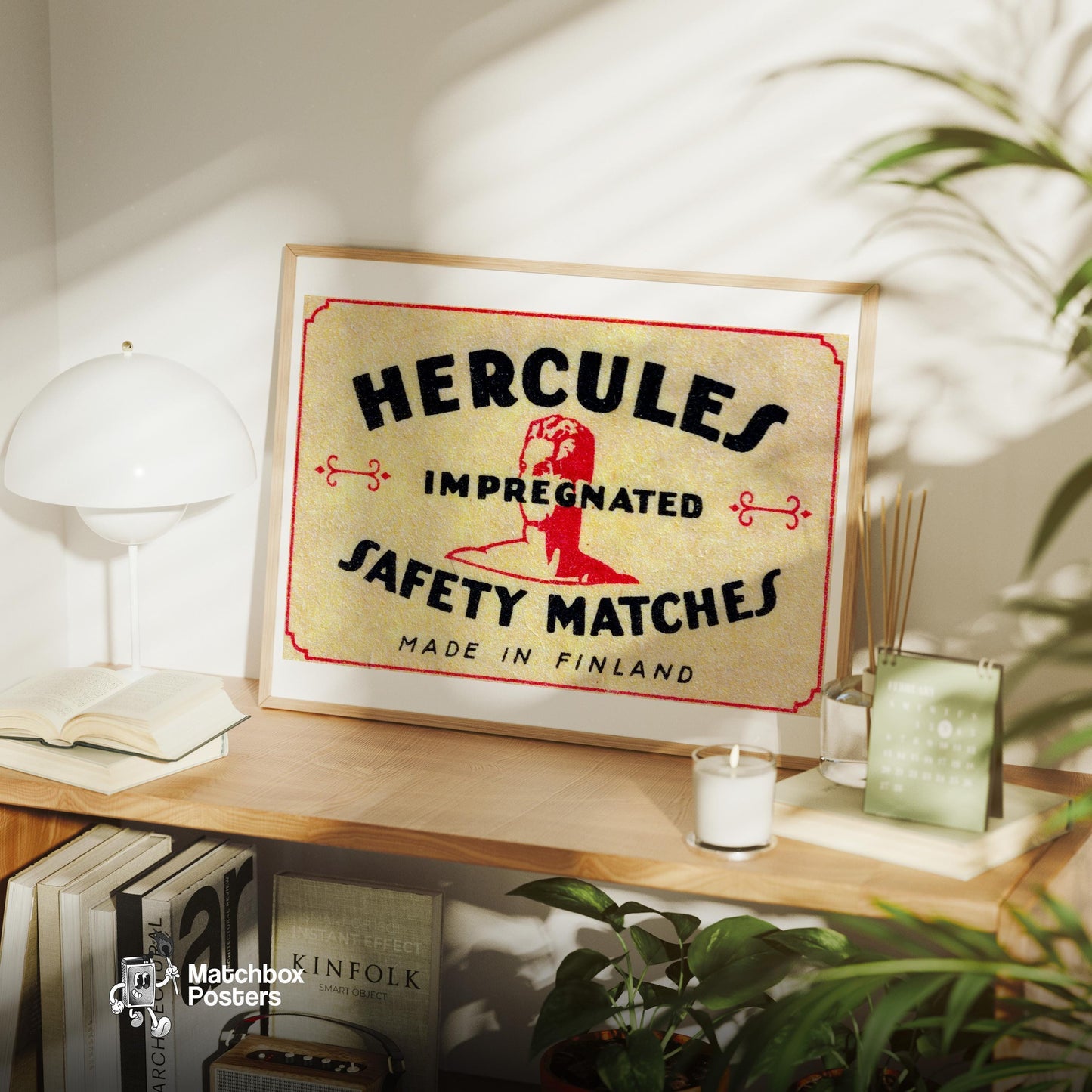 Silhouette Of Hercules Bust - vintage matchbox label print - office wall