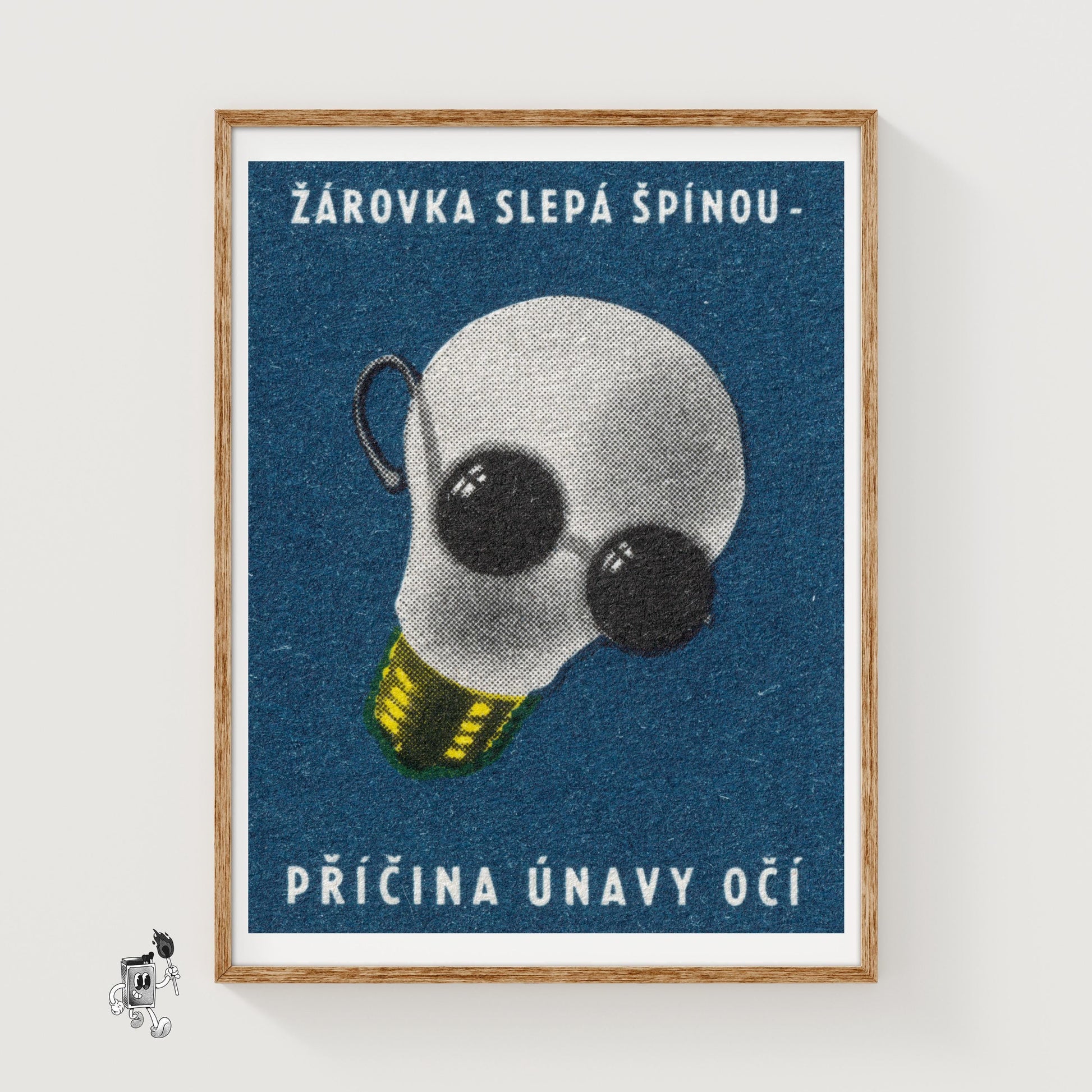 Light Bulb with Sunglasses - vintage matchbox label print