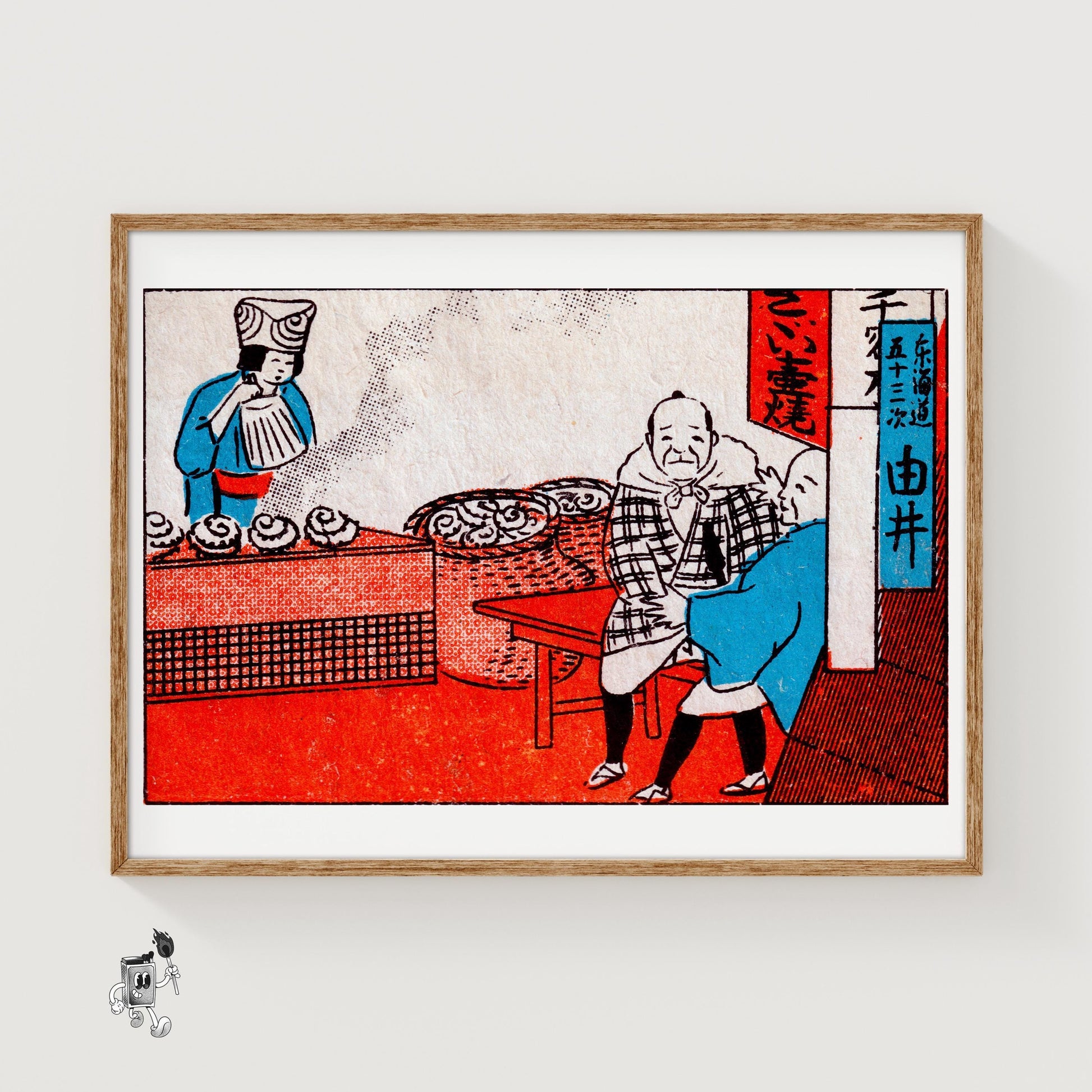 Japanese Food Stall - vintage matchbox label print