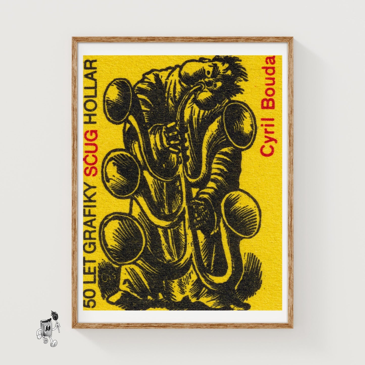 Tuba Player - vintage matchbox label print