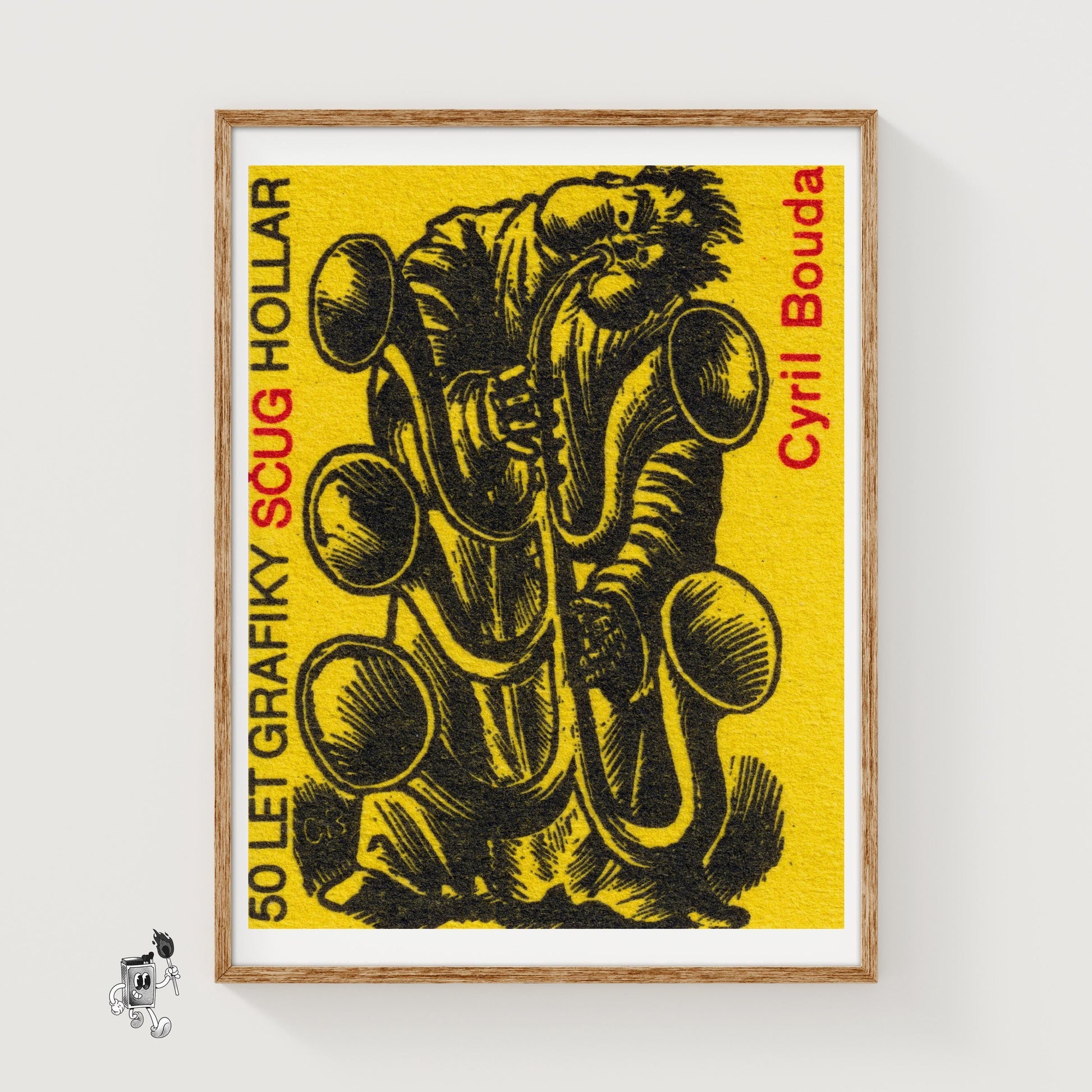 Tuba Player - vintage matchbox label print