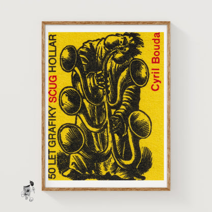 Tuba Player - vintage matchbox label print