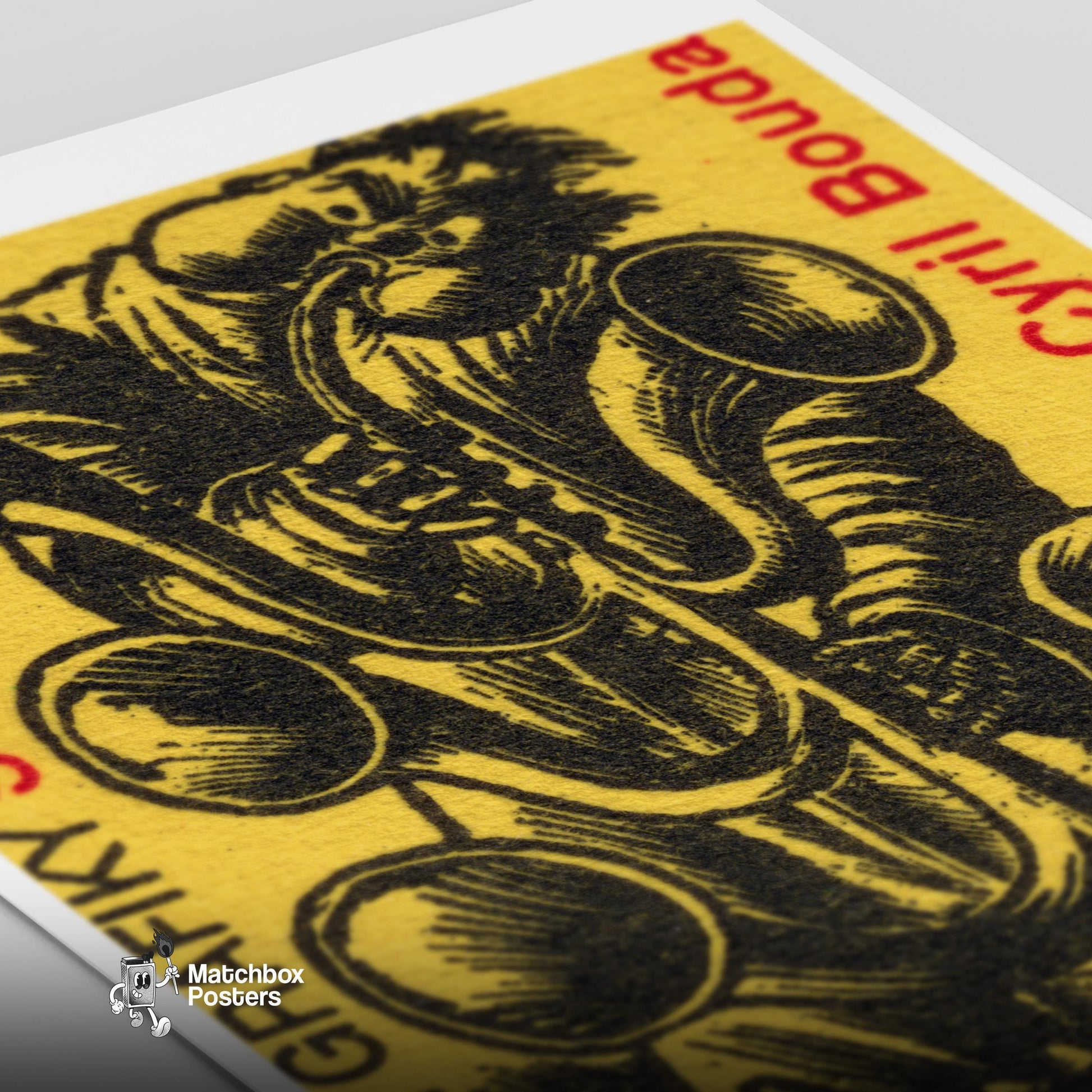 Tuba Player - vintage matchbox label print - close-up detail