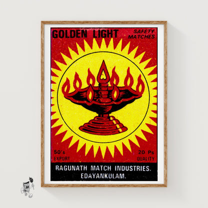 Oil Lamp - vintage matchbox label print