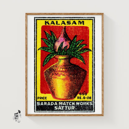 Decorative Pot with Leaves - vintage matchbox label print