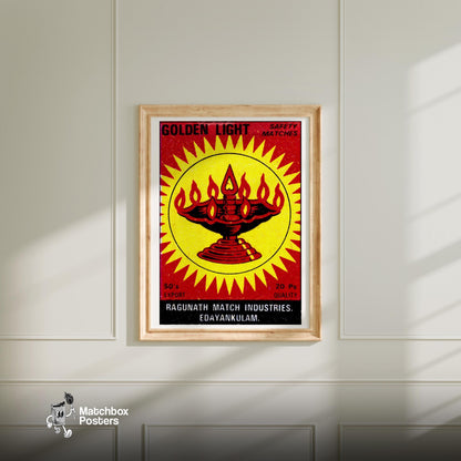 Oil Lamp - vintage matchbox label print - bedroom mockup