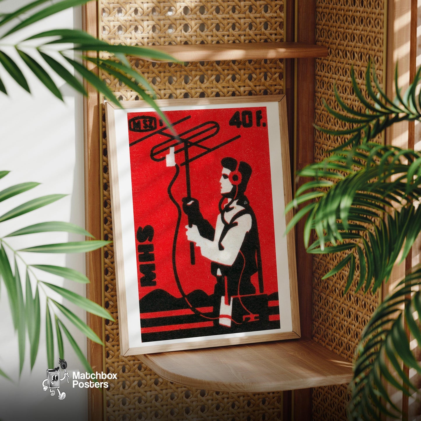 Radioman - vintage matchbox label print - office wall