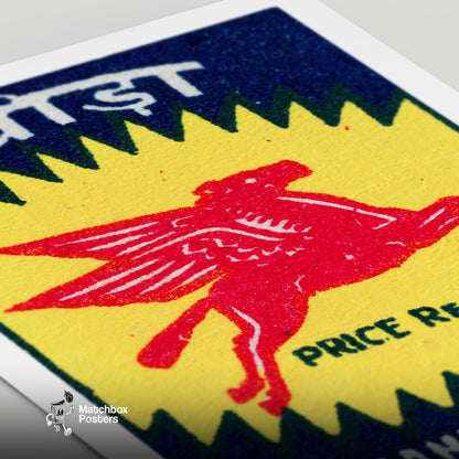 Red Pegasus - vintage matchbox label print - close-up detail