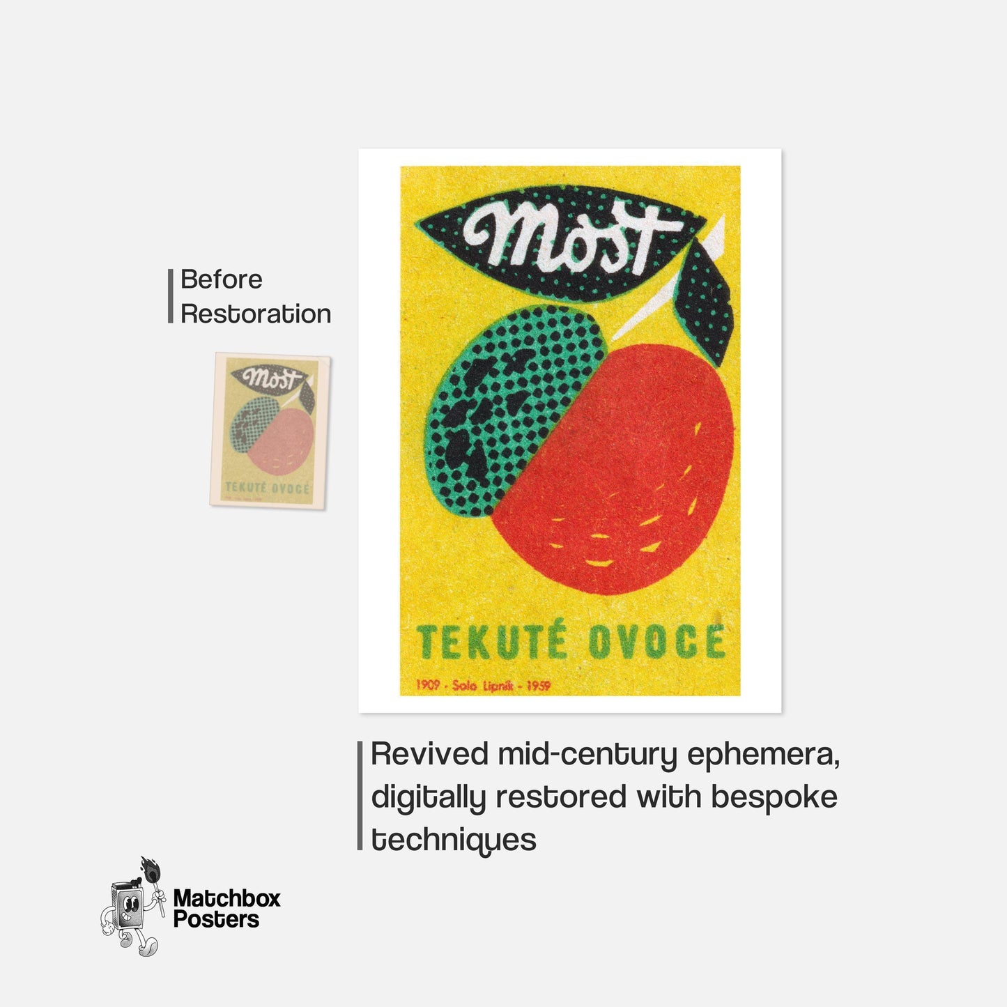 Fruit Juice - vintage matchbox label print - framed wall art preview