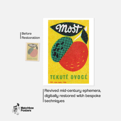 Fruit Juice - vintage matchbox label print - framed wall art preview