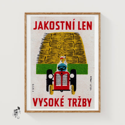 Red Tractor - vintage matchbox label print