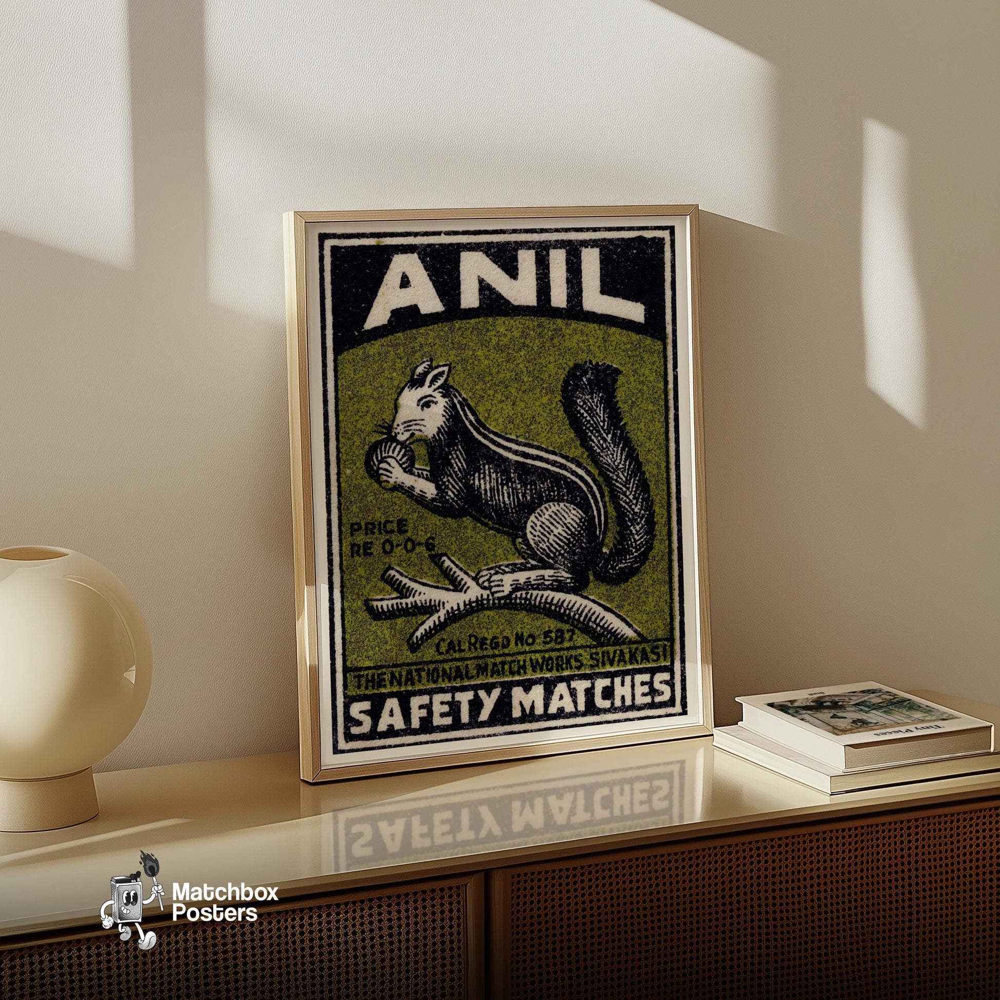 Squirrel - vintage matchbox label print - size comparison