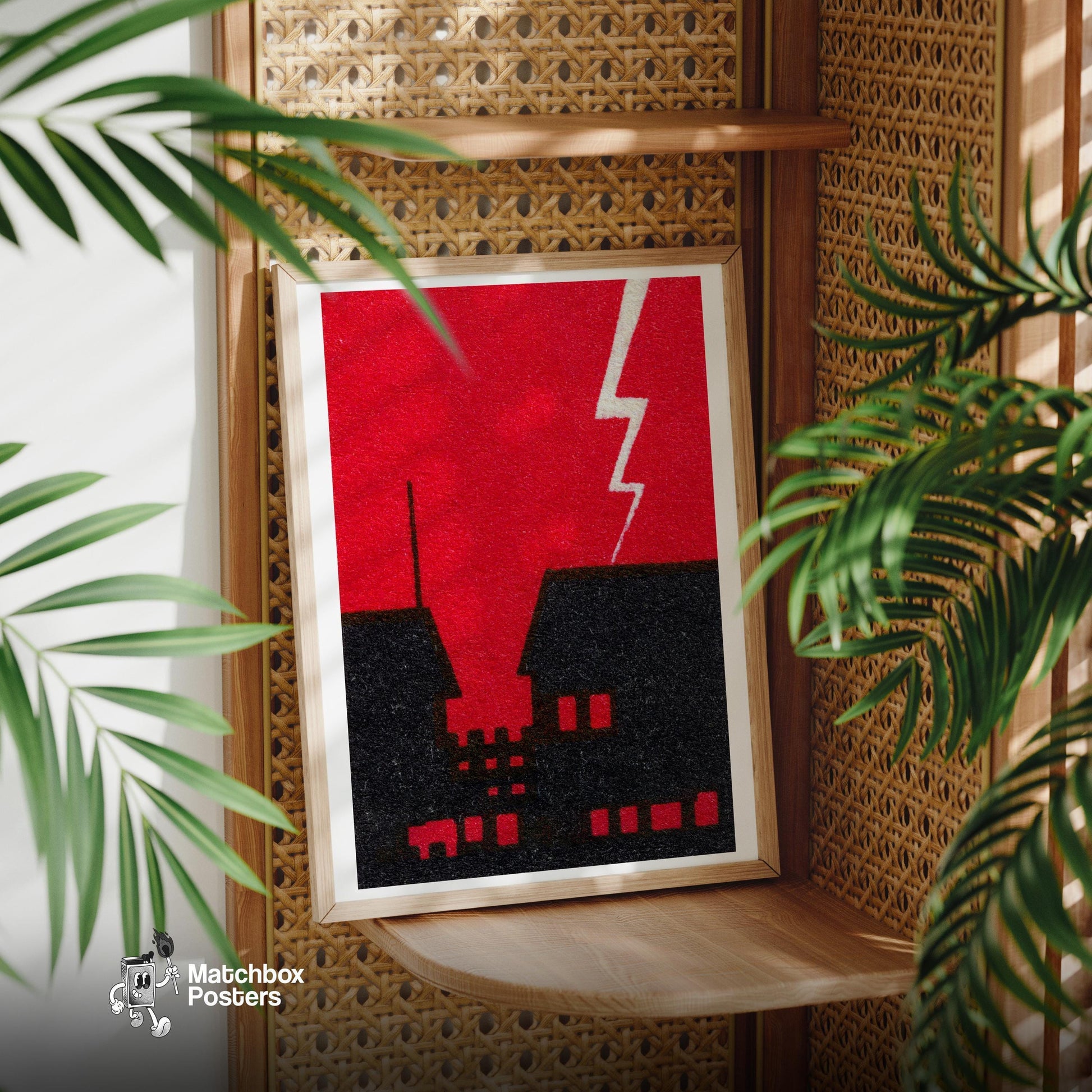 Industrial Lightning - vintage matchbox label print - office wall
