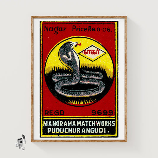 Black Cobra - vintage matchbox label print