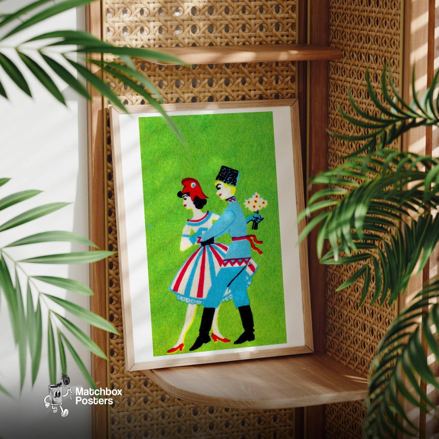 Traditional Dance Couple - vintage matchbox label print - office wall
