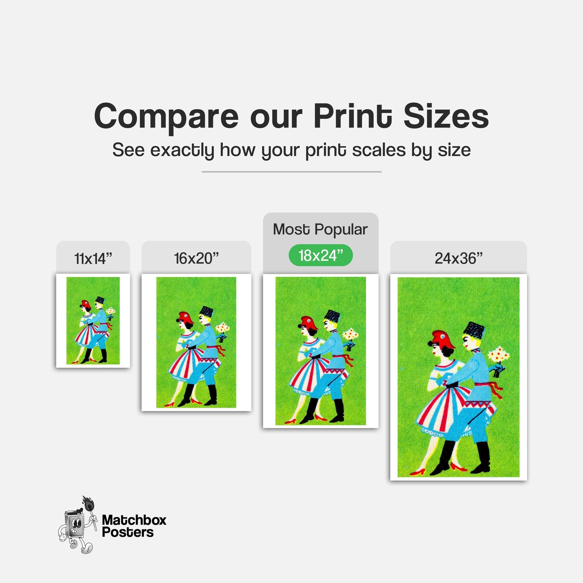 Traditional Dance Couple - vintage matchbox label print - gallery wall preview