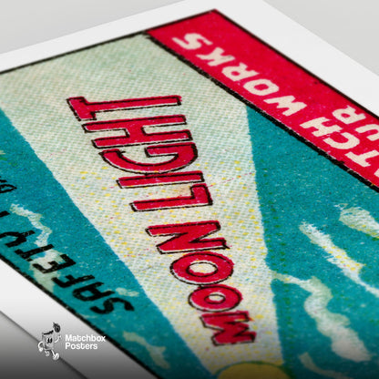 Moonlight - vintage matchbox label print - close-up detail
