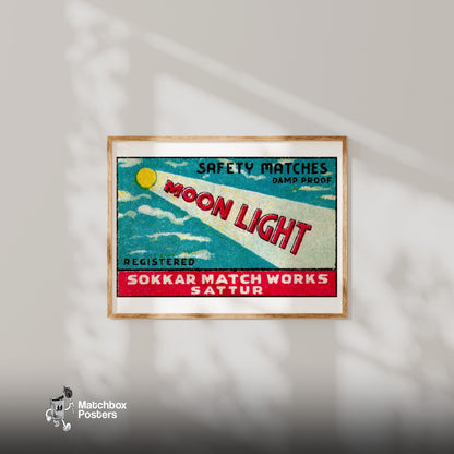 Moonlight - vintage matchbox label print - bedroom mockup