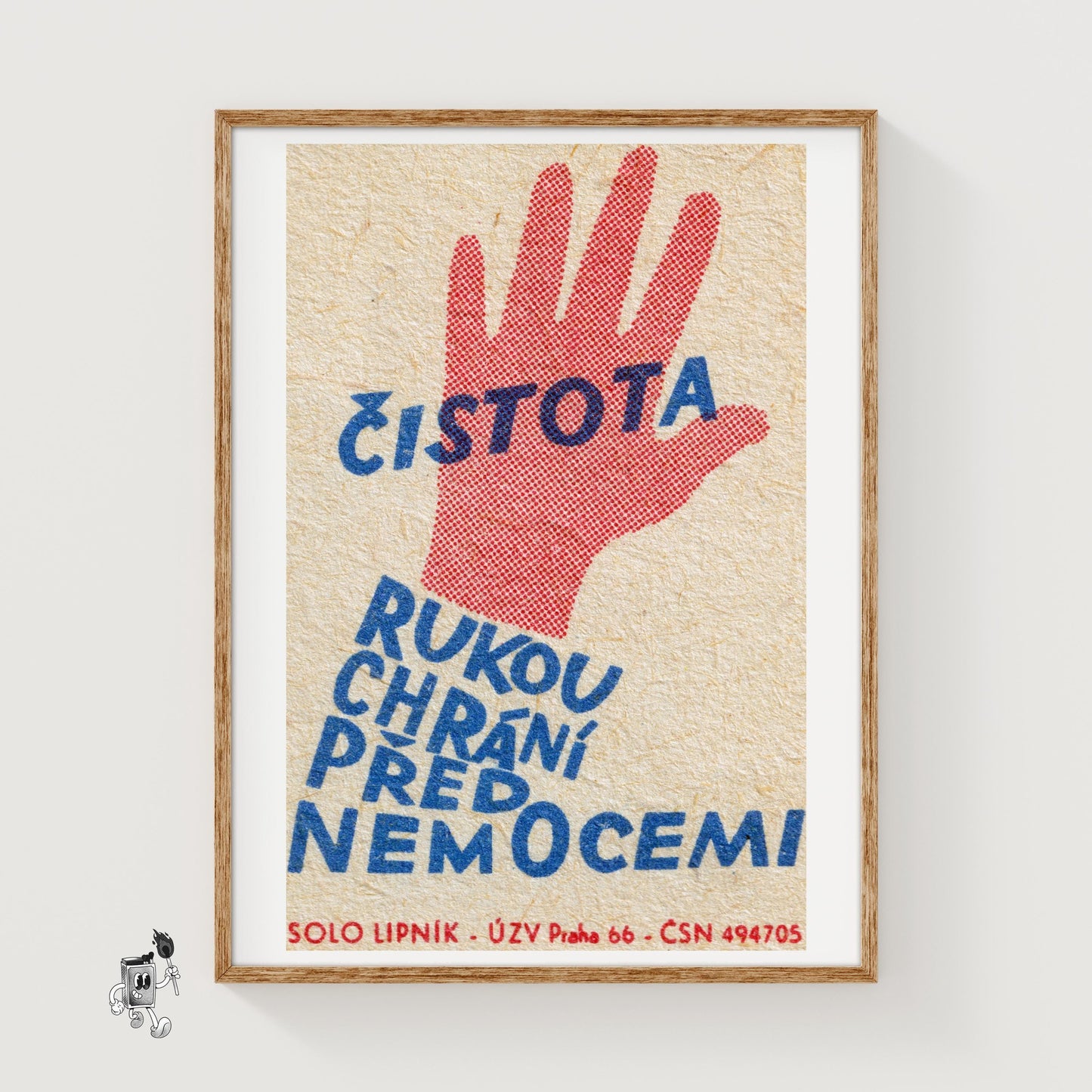 Clean Hands Prevent Disease - vintage matchbox label print