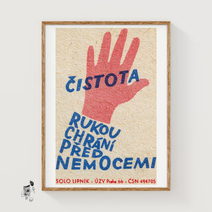 Clean Hands Prevent Disease - vintage matchbox label print