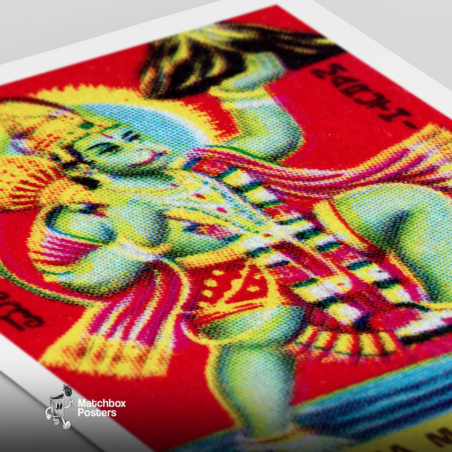 Hanuman - vintage matchbox label print - close-up detail