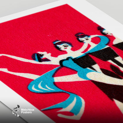 Professional Dancers - vintage matchbox label print - close-up detail