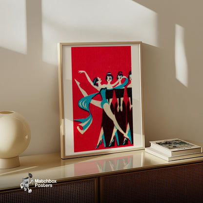 Professional Dancers - vintage matchbox label print - size comparison