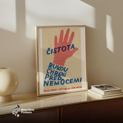 Clean Hands Prevent Disease - vintage matchbox label print - size comparison
