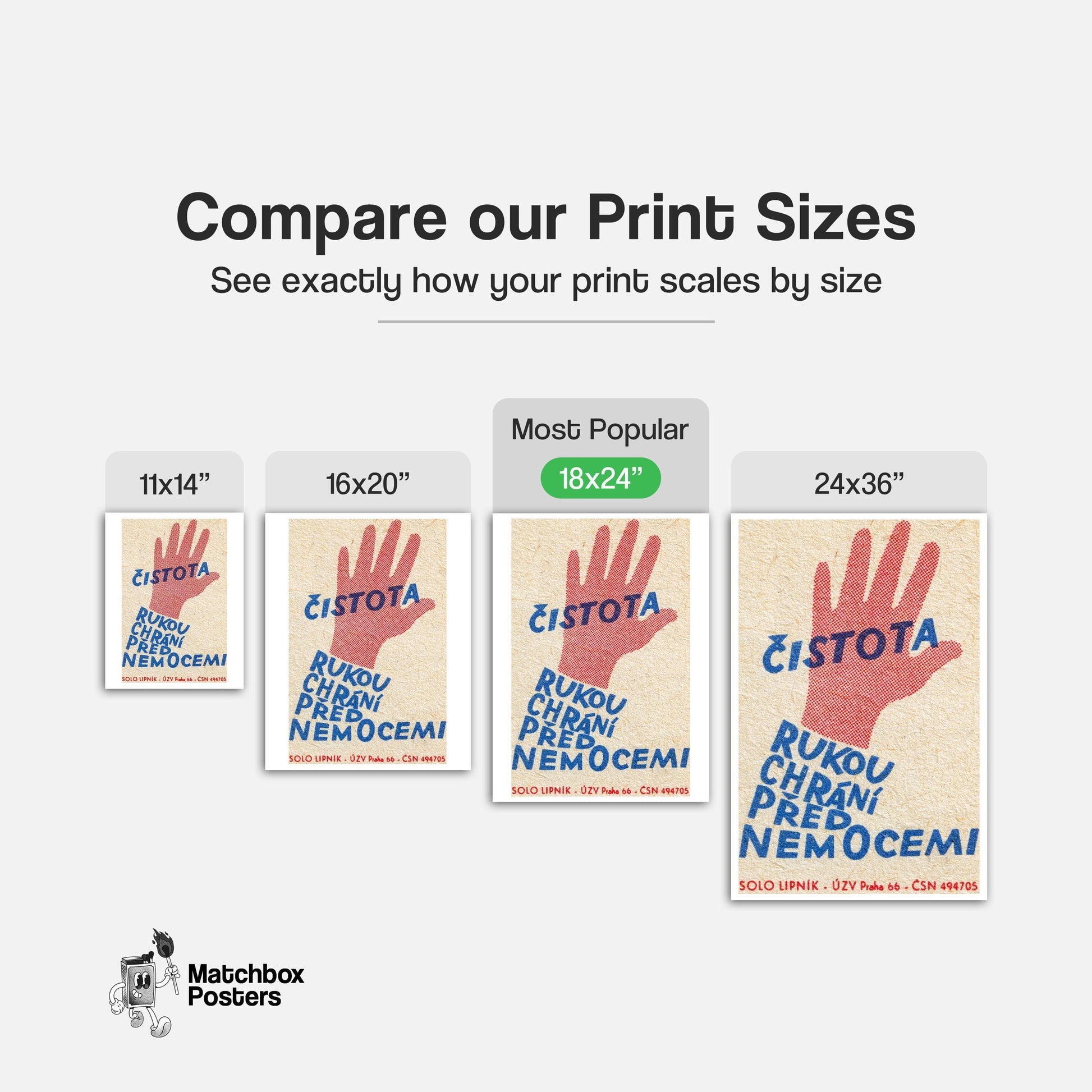 Clean Hands Prevent Disease - vintage matchbox label print - gallery wall preview