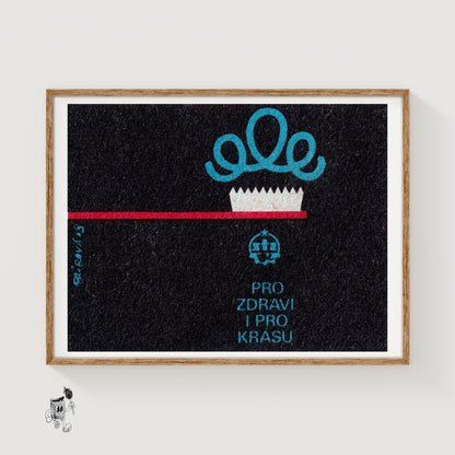 Red Toothbrush - vintage matchbox label print