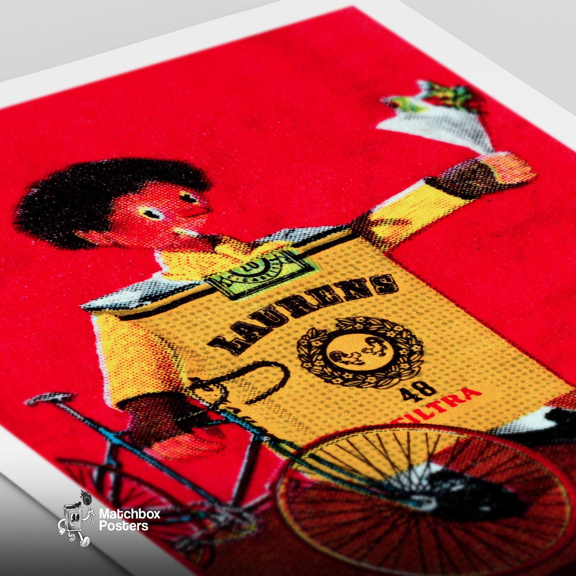 Cigarette Simp - vintage matchbox label print - close-up detail
