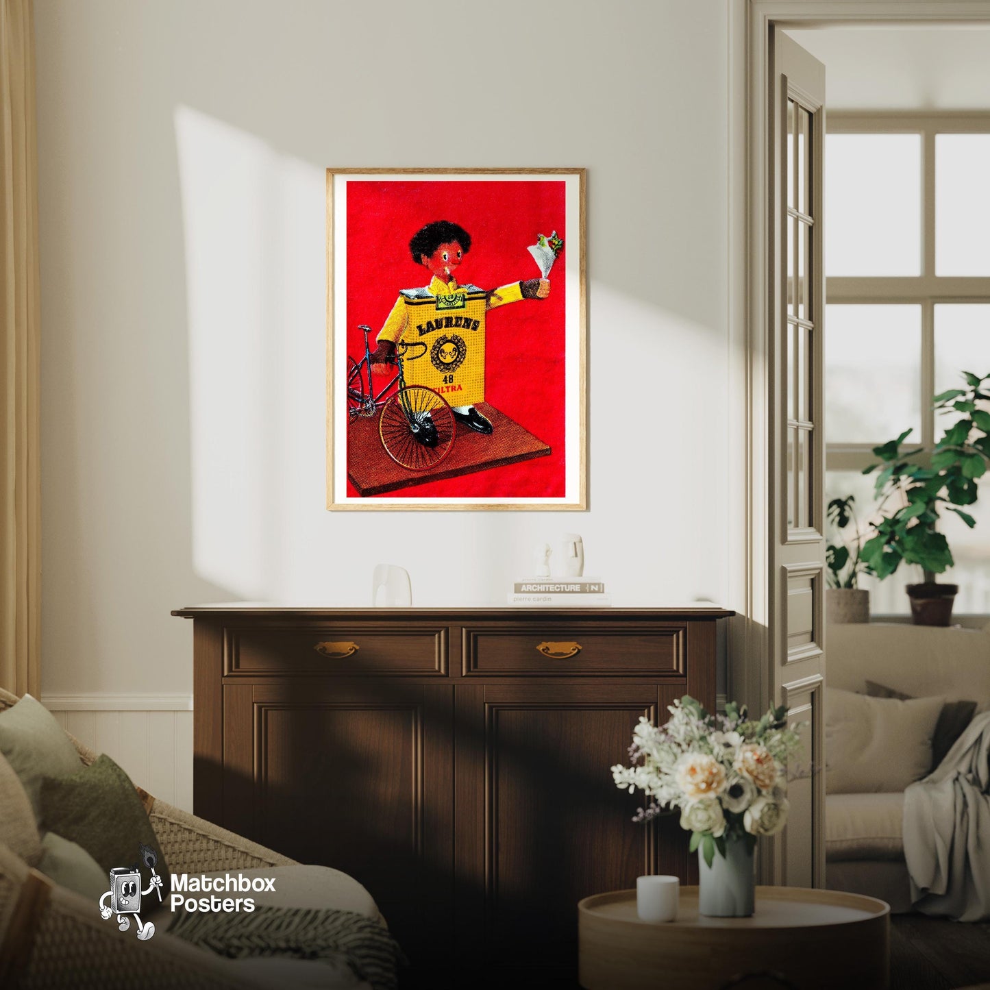Cigarette Simp - vintage matchbox label print - living room mockup