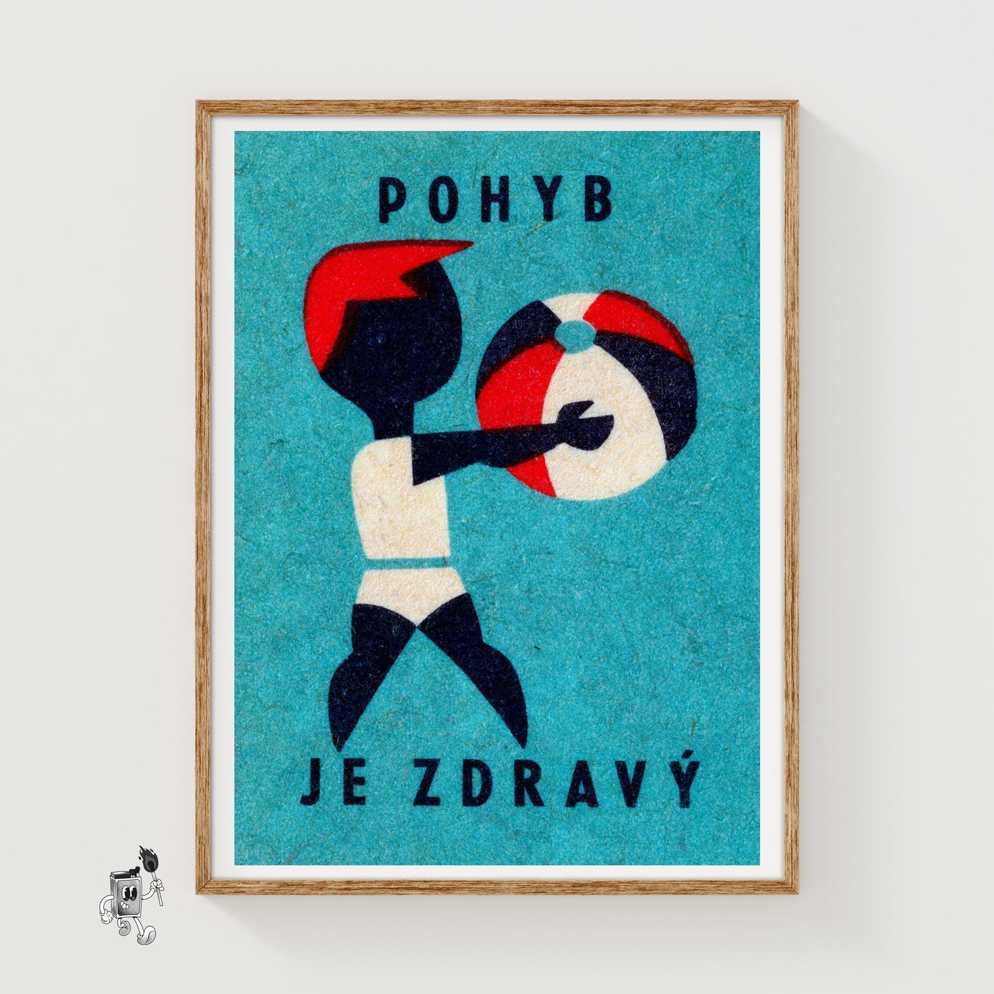 Boy with Beach Ball - vintage matchbox label print
