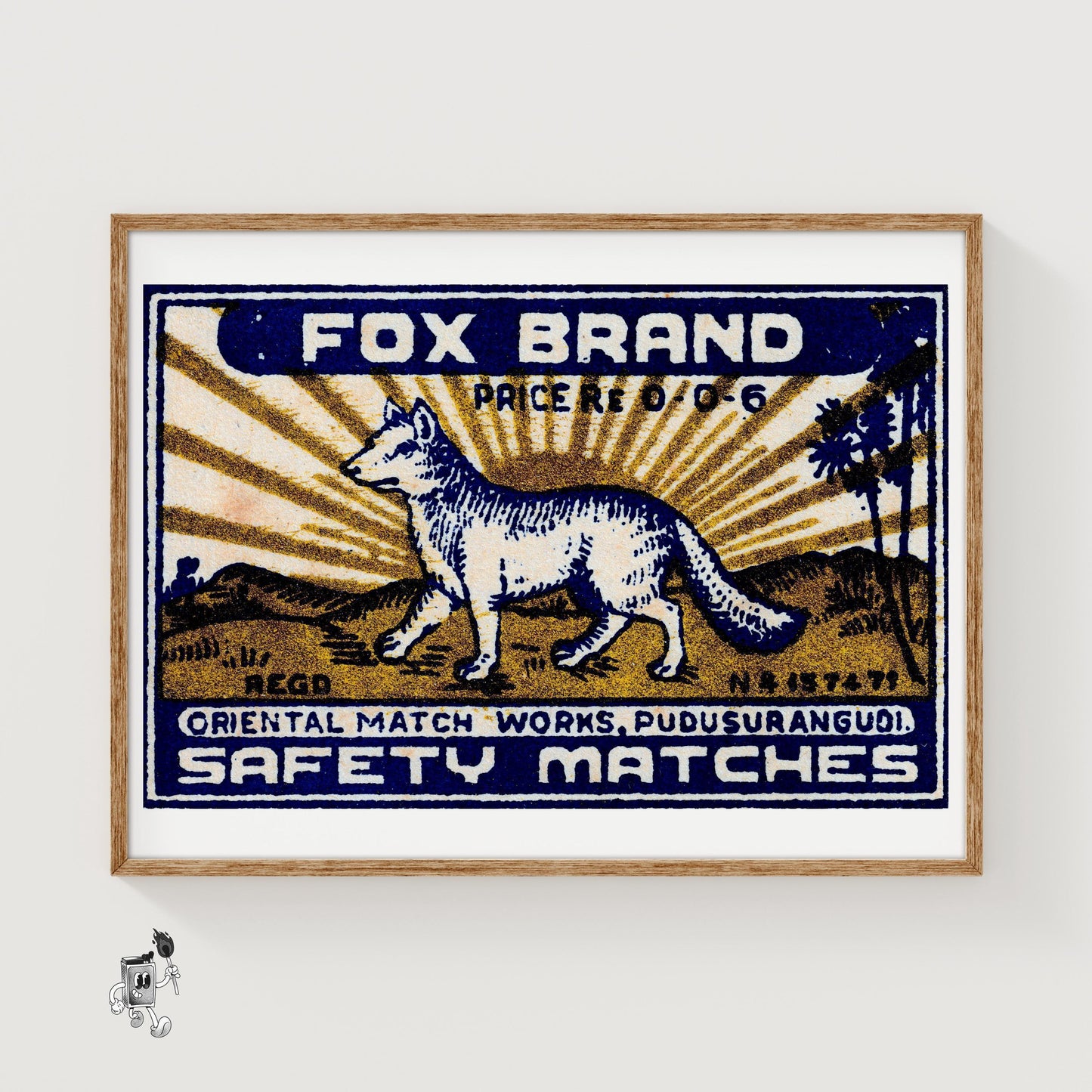 Fox - vintage matchbox label print