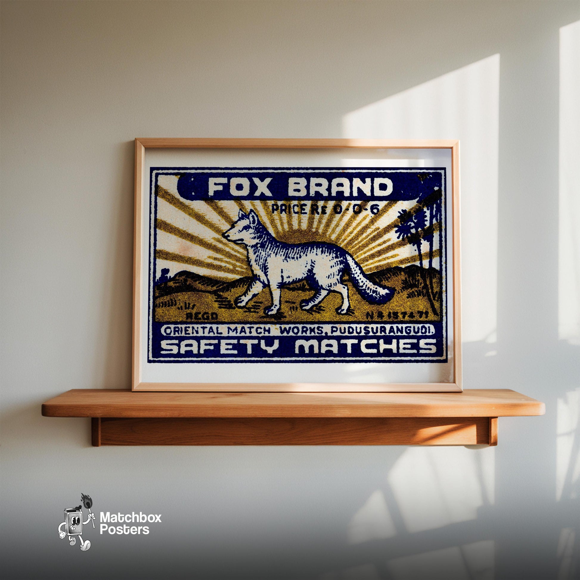 Fox - vintage matchbox label print - size comparison