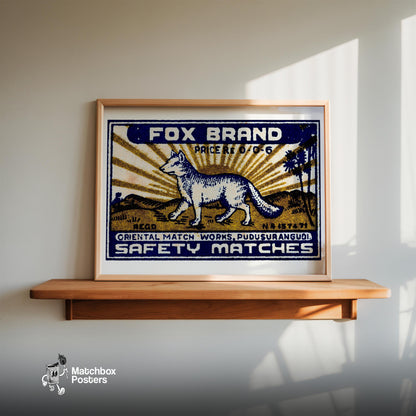 Fox - vintage matchbox label print - size comparison