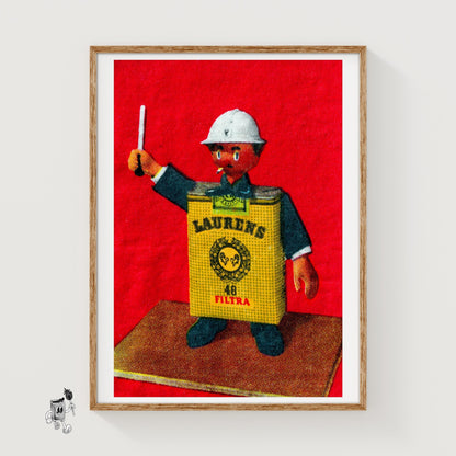 Cigarette Policeman - vintage matchbox label print