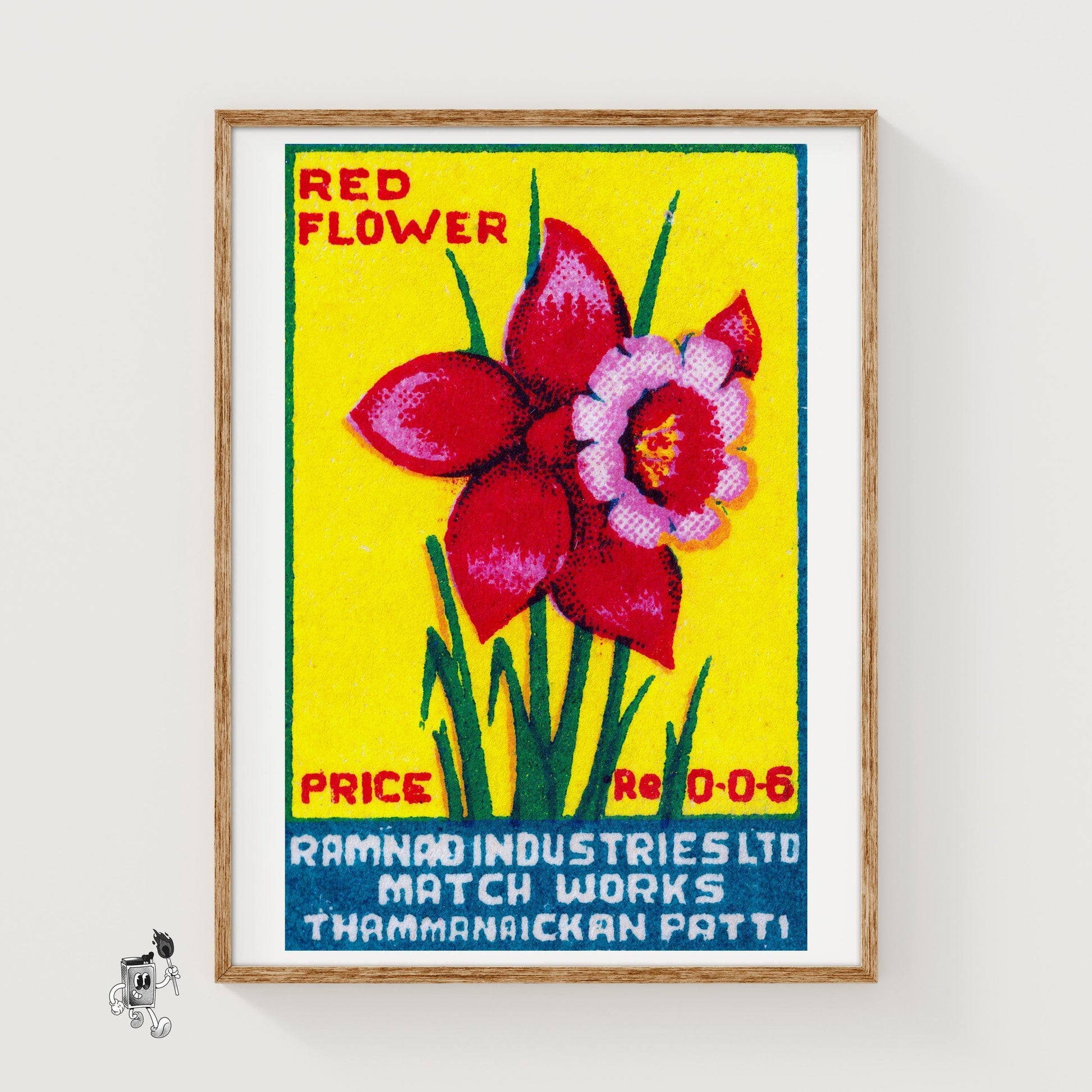 Red Tulip - vintage matchbox label print