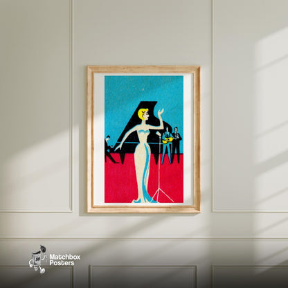 Opera Singer - vintage matchbox label print - bedroom mockup