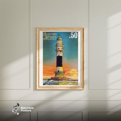 Lighthouse - vintage matchbox label print - bedroom mockup