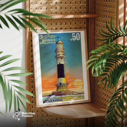 Lighthouse - vintage matchbox label print - office wall