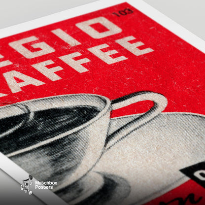Coffee Cup - vintage matchbox label print - close-up detail