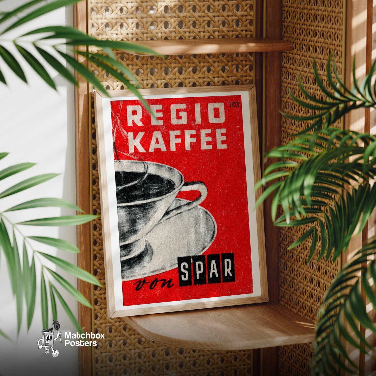 Coffee Cup - vintage matchbox label print - office wall