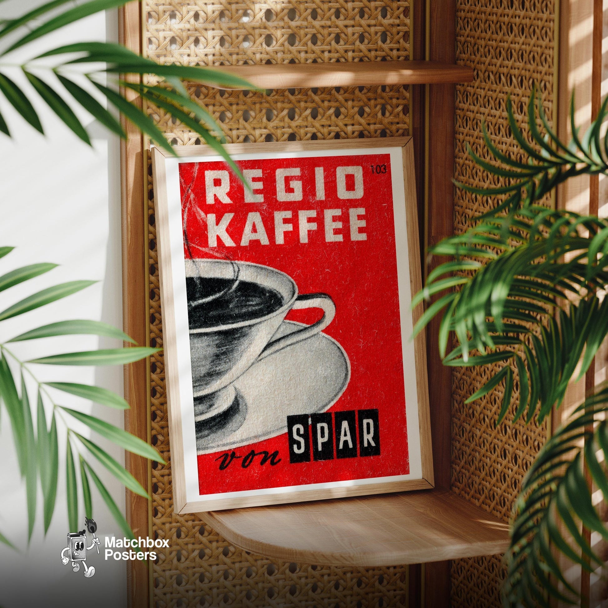 Coffee Cup - vintage matchbox label print - office wall