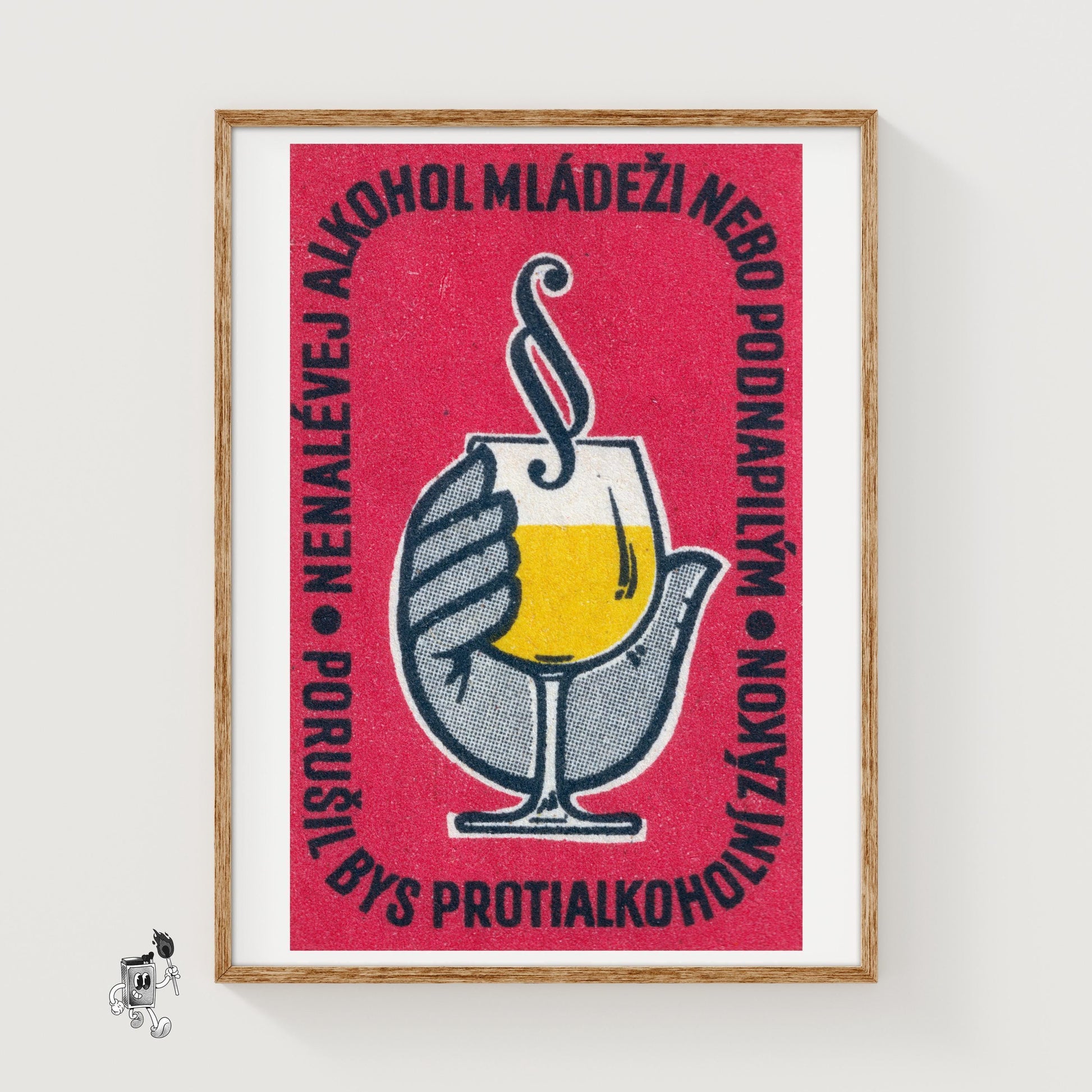 Glass of Wine - vintage matchbox label print