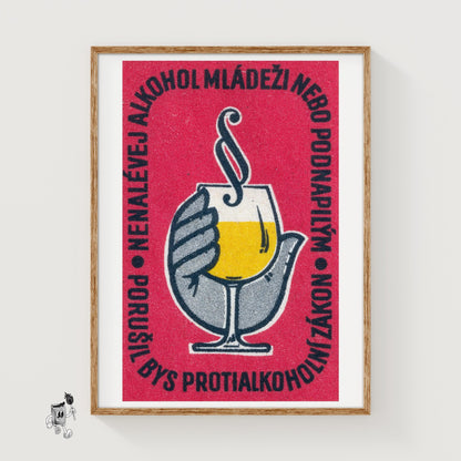 Glass of Wine - vintage matchbox label print
