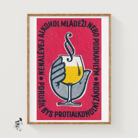 Glass of Wine - vintage matchbox label print