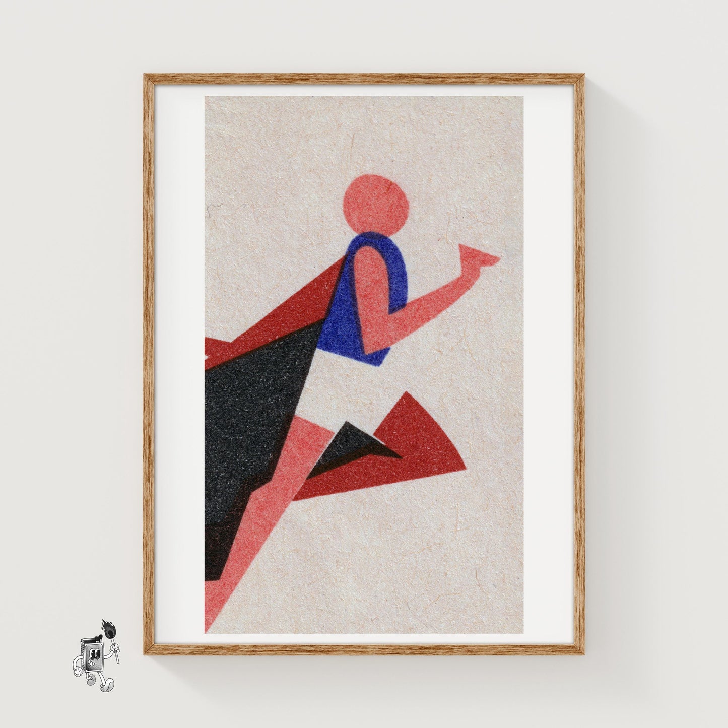 Abstract Figure Of A Runner - vintage matchbox label print