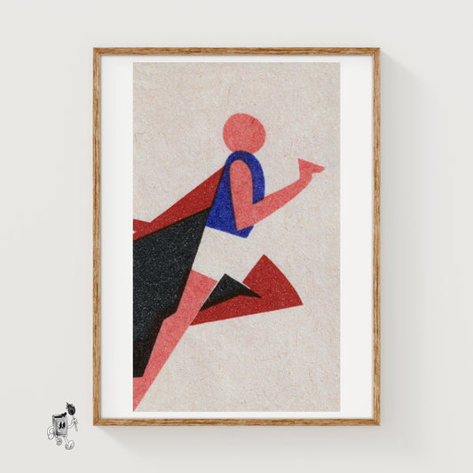 Abstract Figure Of A Runner - vintage matchbox label print