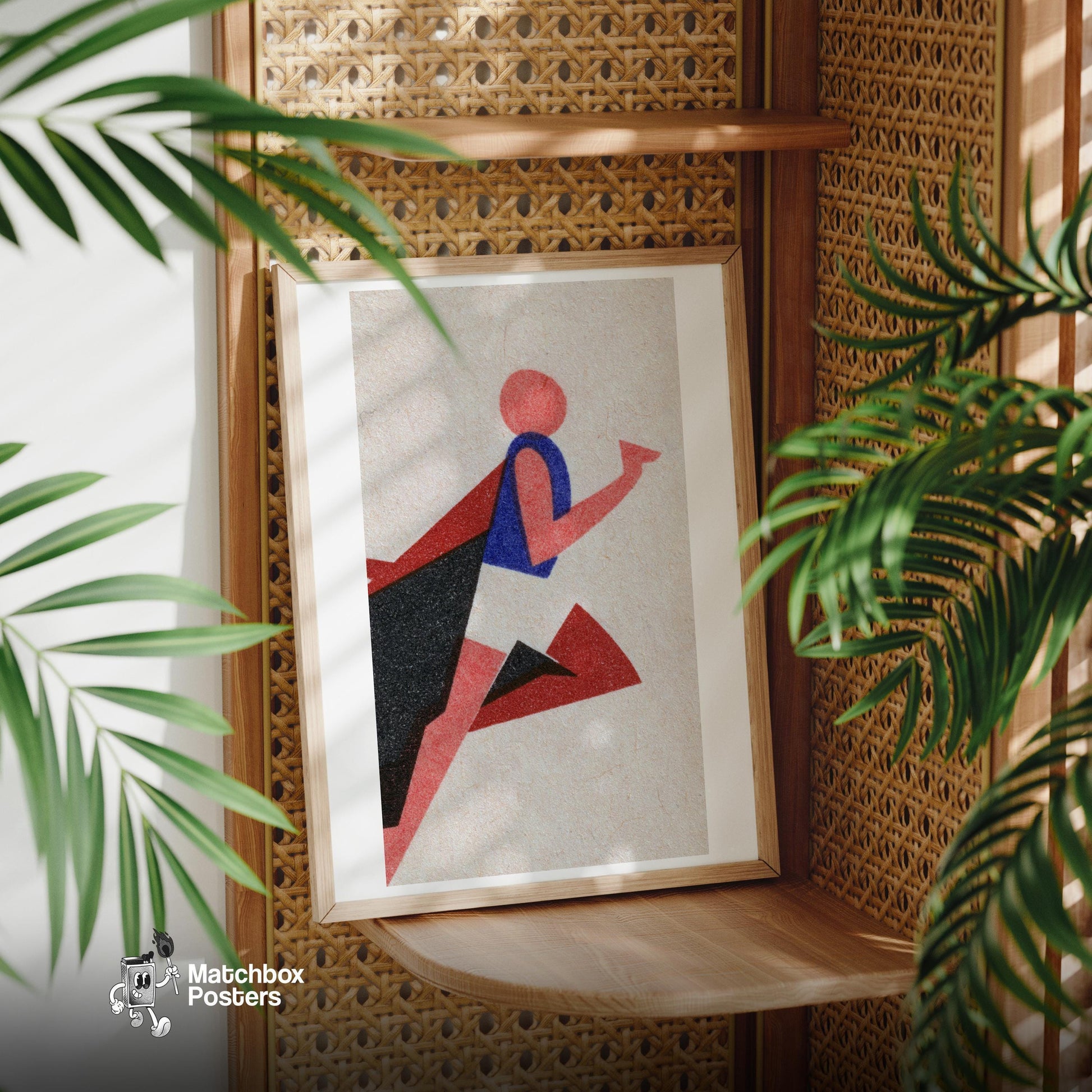 Abstract Figure Of A Runner - vintage matchbox label print - office wall